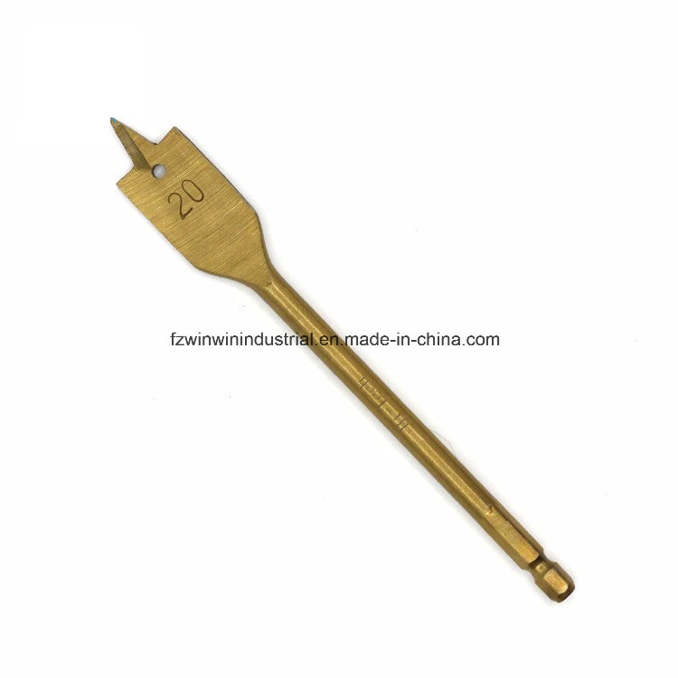 Hex Shank Titanium Coated Wood Flat Drill Bit (WW-WDB04)